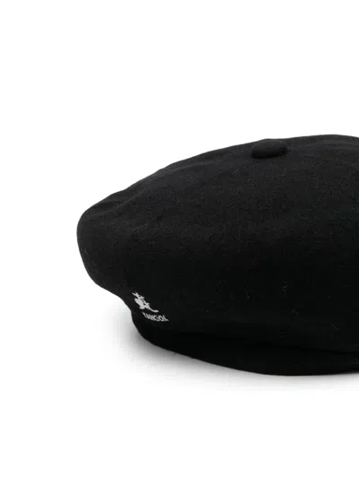 Kangol Logo-patch Wool Cap In Black