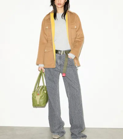 Max & Co . Virgin Wool Utility Jacket In Brown