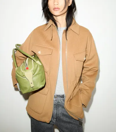 Max & Co . Virgin Wool Utility Jacket In Brown