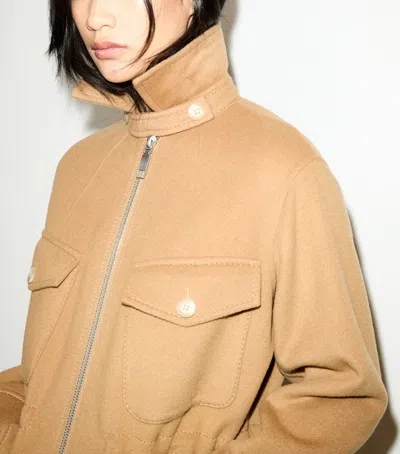 Max & Co . Virgin Wool Utility Jacket In Brown