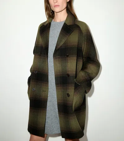 Max & Co . Virgin Wool Blurred Check Coat In Multi