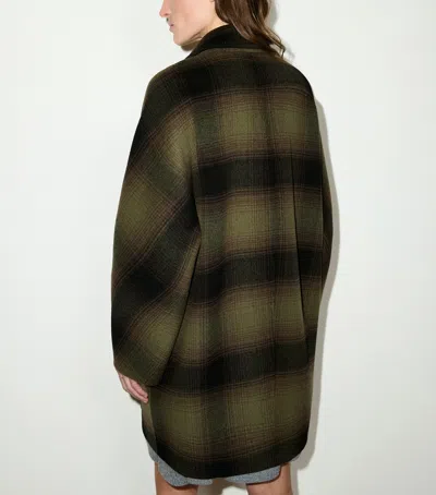 Max & Co . Virgin Wool Blurred Check Coat In Multi