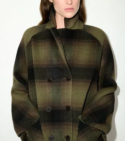 Max & Co . Virgin Wool Blurred Check Coat In Multi