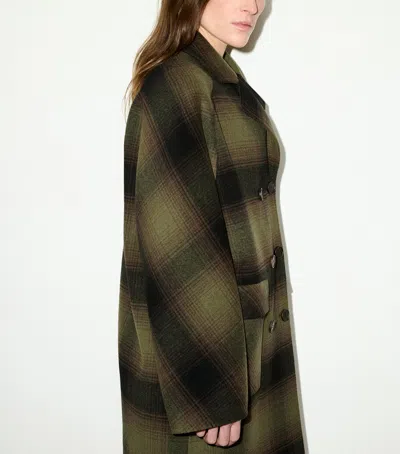 Max & Co . Virgin Wool Blurred Check Coat In Multi