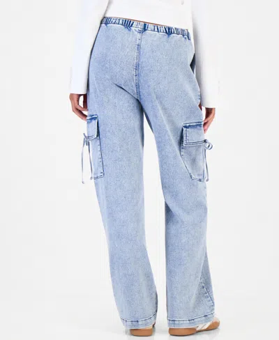 Vanilla Star Juniors' Wide-leg Pull-on Cargo Jeans In Apollo