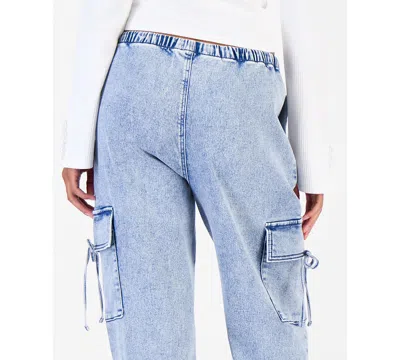 Vanilla Star Juniors' Wide-leg Pull-on Cargo Jeans In Apollo