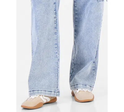 Vanilla Star Juniors' Wide-leg Pull-on Cargo Jeans In Apollo