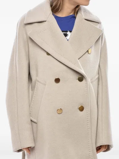Max Mara Double-breasted Cashmere Coat In Neutral