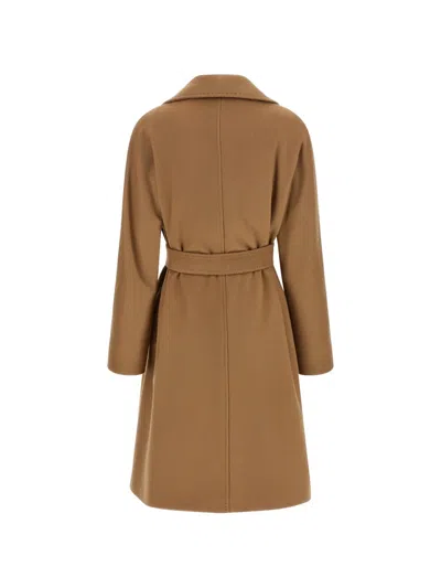 Max Mara Dravenna Belted Wool Coat In Brown