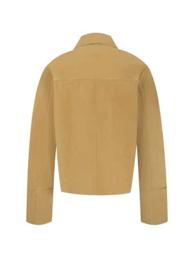 Loewe Long Sleeve Leather Jacket In Brown