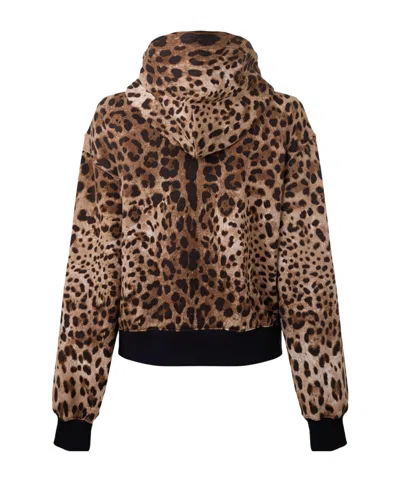 Dolce & Gabbana Leopardprint Pullover Hoodie In Brown