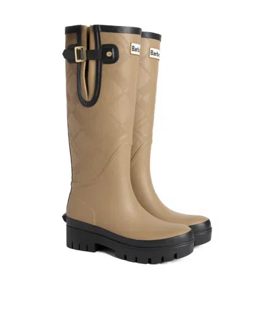 Barbour Tall Rubber Rain Boot In Brown
