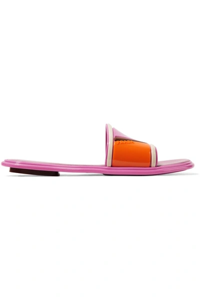 Prada Color-block Rubber And Leather Slides In Pink