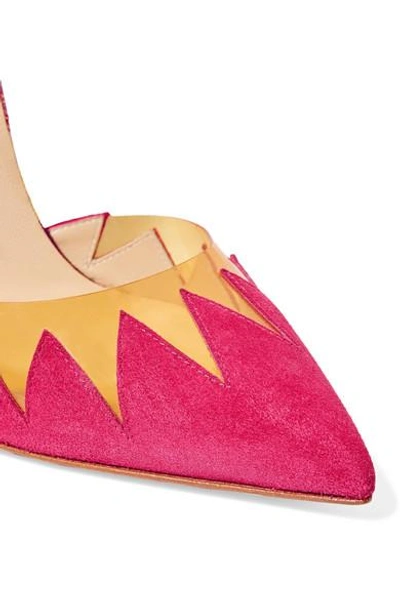 Shop Christian Louboutin Chapito Ho 100 Pvc-trimmed Suede And Leather Pumps In Bubblegum