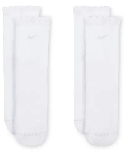 Nike Men's Everyday Elevated Mid-crew Socks, 2-pack In White