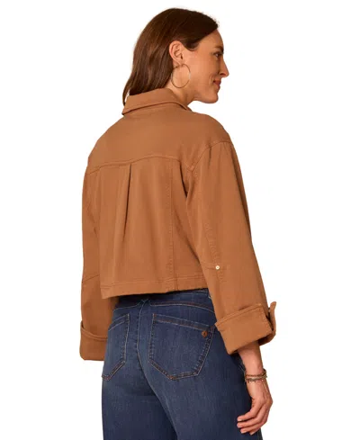 Democracy Petite Button-front Snap Bomber Jacket In Candied Walnut