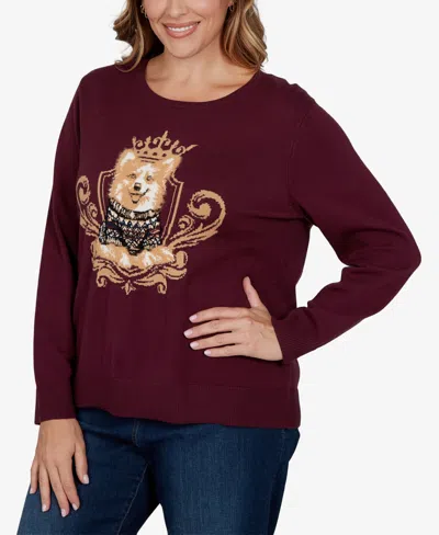 Ruby Rd. Plus Size Corgi Graphic Long-sleeve Pullover In Fig