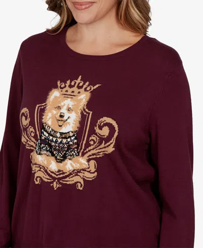 Ruby Rd. Plus Size Corgi Graphic Long-sleeve Pullover In Fig