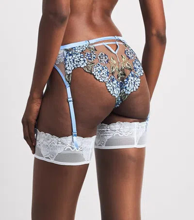 Fleur Du Mal Silk-blend Hydrangea Garter In Blue