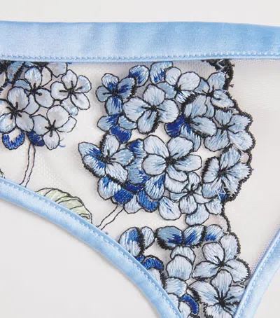 Fleur Du Mal Silk-blend Hydrangea Garter In Blue