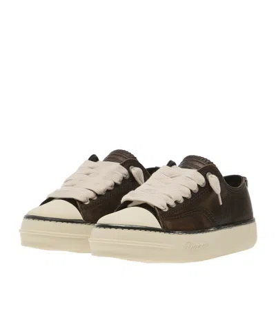 Represent Distressed Leather Sneakers In Brown