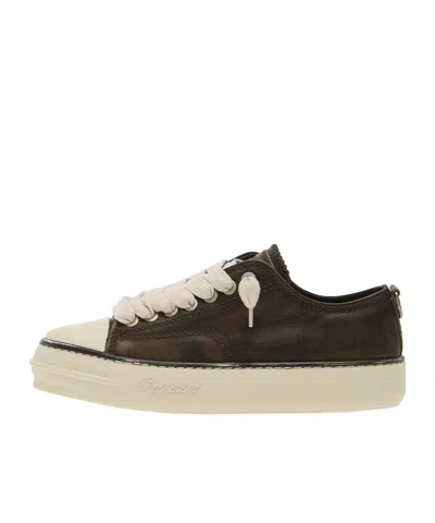 Represent Distressed Leather Sneakers In Brown