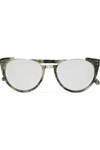 LINDA FARROW Cat-eye acetate and platinum-plated mirrored sunglasses