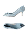 Dolce & Gabbana Court Shoe In Taormina Lace With Crystals In Sky Blue