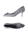 Dolce & Gabbana Woman Pumps Grey Size 4 Cotton, Viscose, Silk, Polyamide