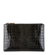 WHISTLES Small Croc-Embossed Leather Clutch