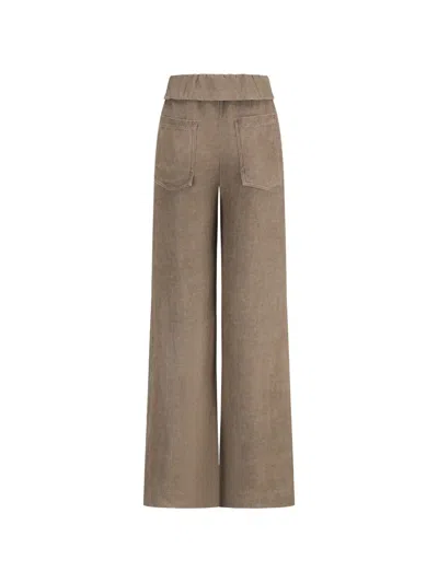 Oude Waag Washed Drawstring Trousers In Brown