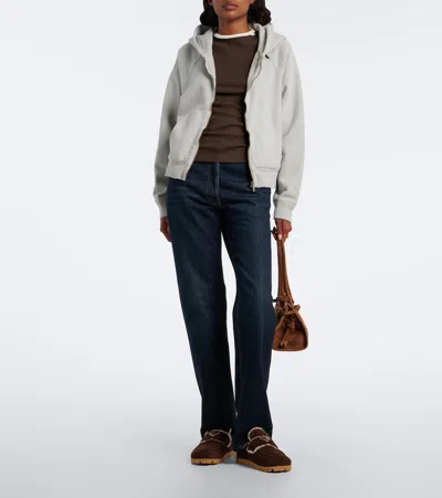 Prada Shearling-lined Suede Mules In Brown