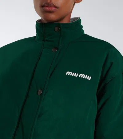 Miu Miu Logo Technical Jacket In Green