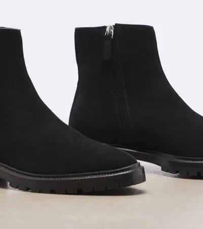 The Row Solid Suede Ankle Boots In Black