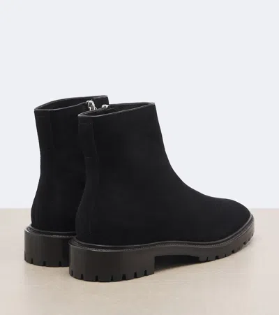 The Row Solid Suede Ankle Boots In Black
