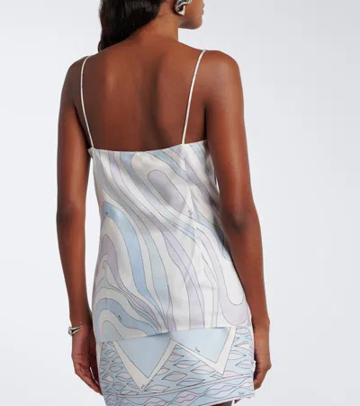 Pucci Iride Silk Twill Top In Blue