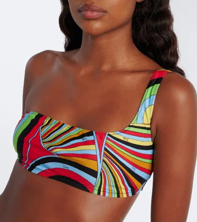 Pucci Iride One-shoulder Bikini Top In Multicoloured