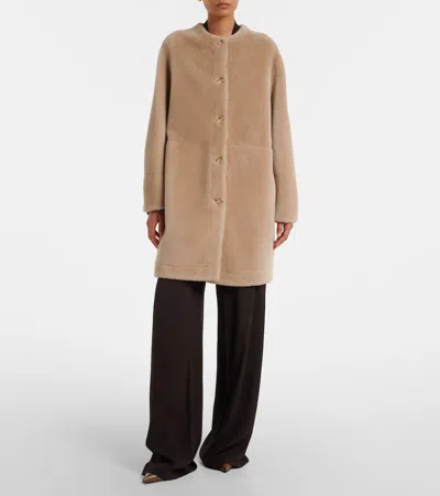 Agnona Shearling Coat In Beige
