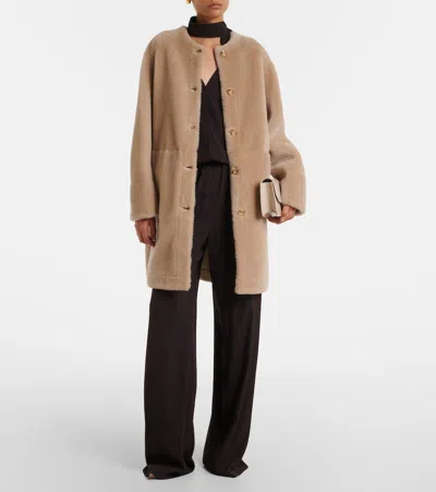 Agnona Shearling Coat In Beige