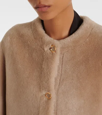 Agnona Shearling Coat In Beige
