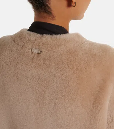 Agnona Shearling Coat In Beige