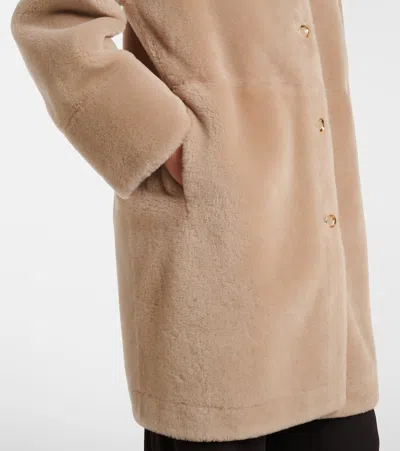 Agnona Shearling Coat In Beige