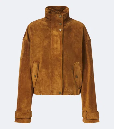 Veronica Beard Bateman Cropped Suede Jacket In Brown