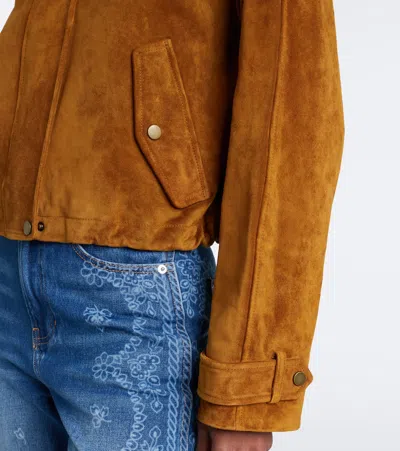 Veronica Beard Bateman Cropped Suede Jacket In Brown