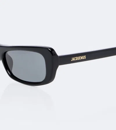 Jacquemus Capri Rectangular Sunglasses In Black