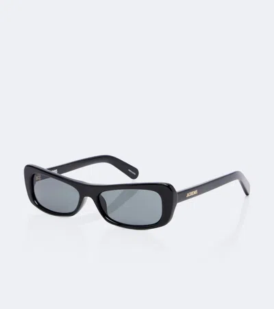 Jacquemus Capri Rectangular Sunglasses In Black