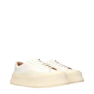 Jil Sander Leather Platform Sneaker In White
