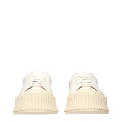 Jil Sander Leather Platform Sneaker In White