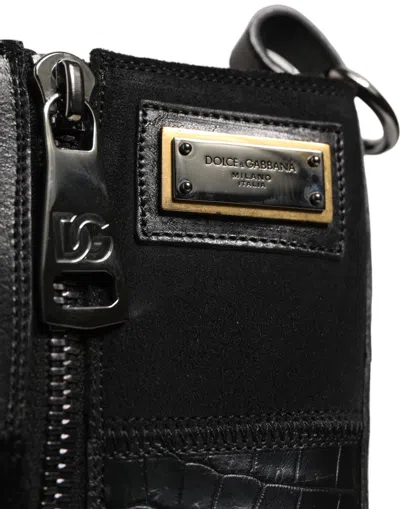 Dolce & Gabbana Patchwork Leather Mid-calf Boot In Black