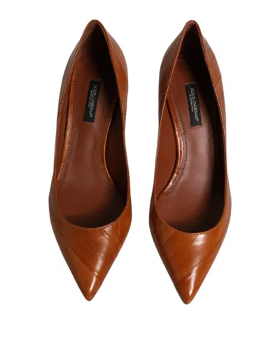 Dolce & Gabbana Eel Leather Kitten Pump In Brown